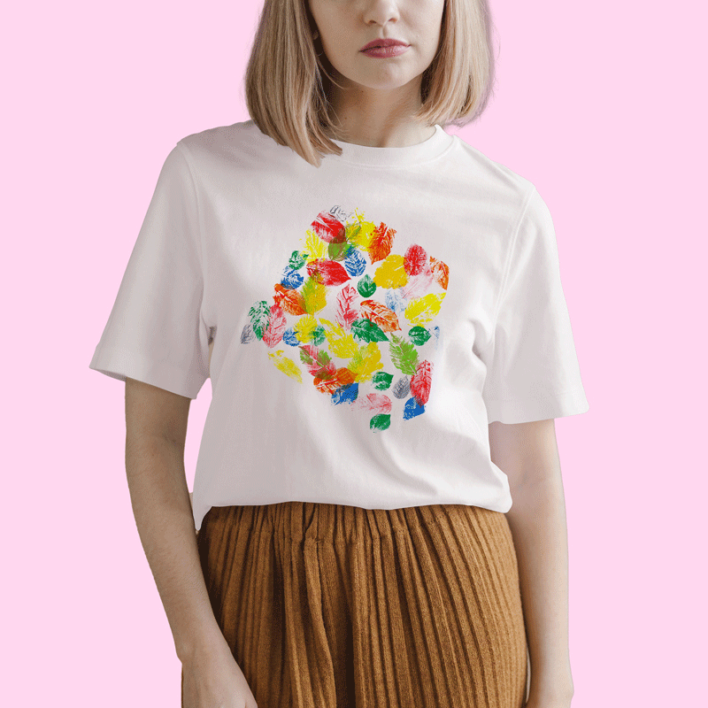 Tricou pictat manual, bumbac organic 100%, model "All the colours"