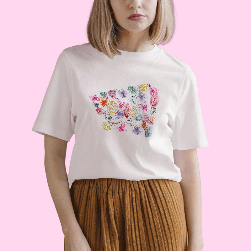Tricou pictat manual, bumbac organic 100%, model "Multi"