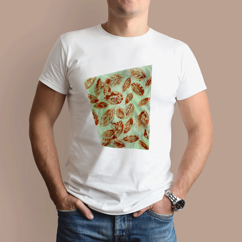 Tricou pictat manual, bumbac organic 100%, model "Orange Fest"