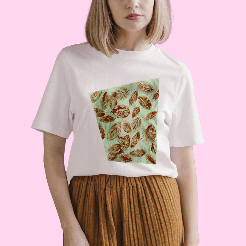 Tricou pictat manual, bumbac organic 100%, model "Orange Fest"