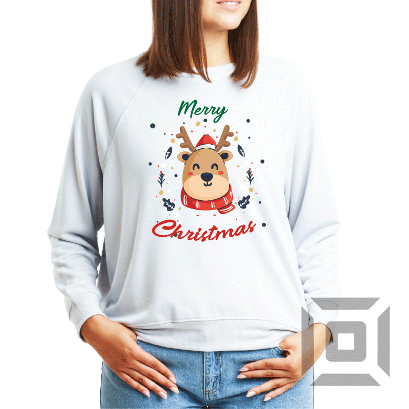 Bluza personalizata barbati / femei, bumbac alb/negru, model "Baby reindeer", XS-2XL - Advrs Romania