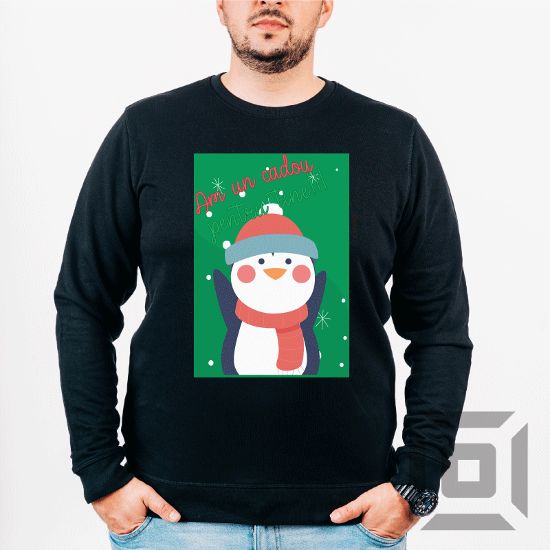 Bluza personalizata barbati / femei, bumbac alb/negru, model ''Cadou'', XS-2XL - Advrs Romania