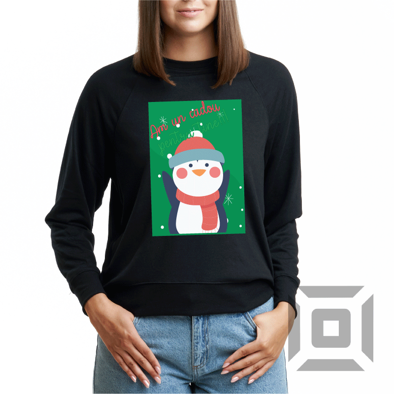Bluza personalizata barbati / femei, bumbac alb/negru, model ''Cadou'', XS-2XL - Advrs Romania