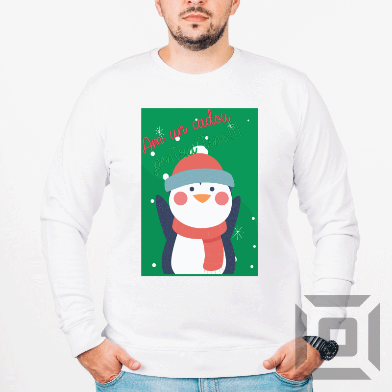 Bluza personalizata barbati / femei, bumbac alb/negru, model ''Cadou'', XS-2XL - Advrs Romania