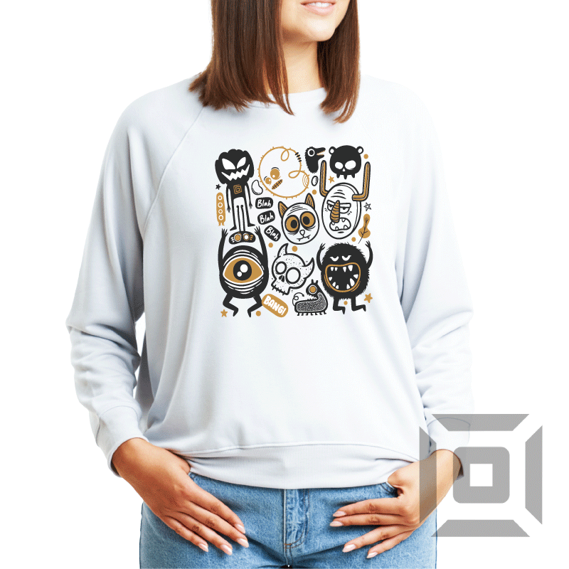 Bluza personalizata barbati / femei, bumbac alb/negru, model "Whole Crew", XS-2XL - Advrs Romania