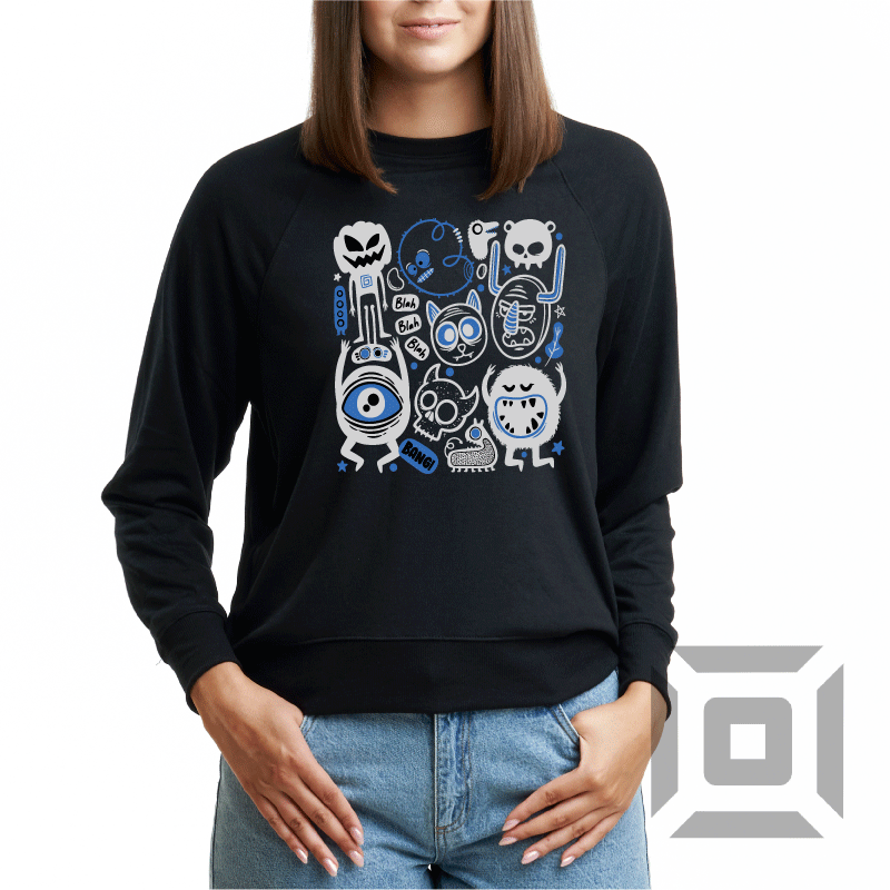 Bluza personalizata barbati / femei, bumbac alb/negru, model "Whole Crew", XS-2XL - Advrs Romania