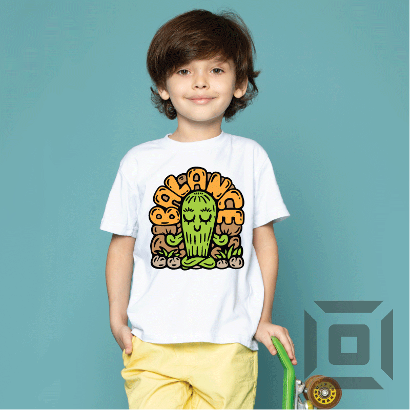 Tricou copii bumbac alb/negru model "Balance" - Advrs Romania
