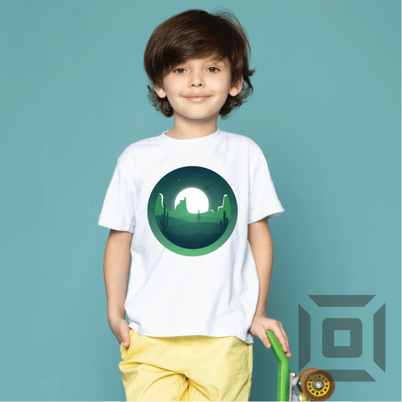 Tricou copii bumbac alb/negru model "Desert" - Advrs Romania