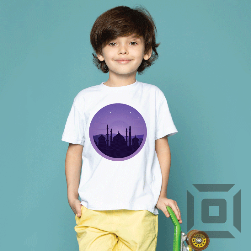 Tricou copii bumbac alb/negru model "Mosque" - Advrs Romania