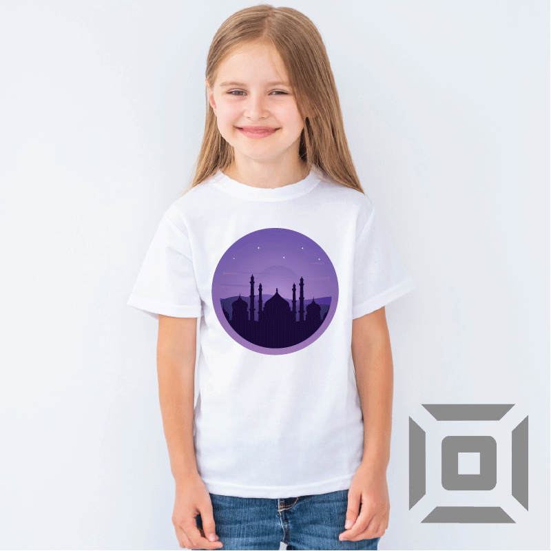 Tricou copii bumbac alb/negru model "Mosque" - Advrs Romania