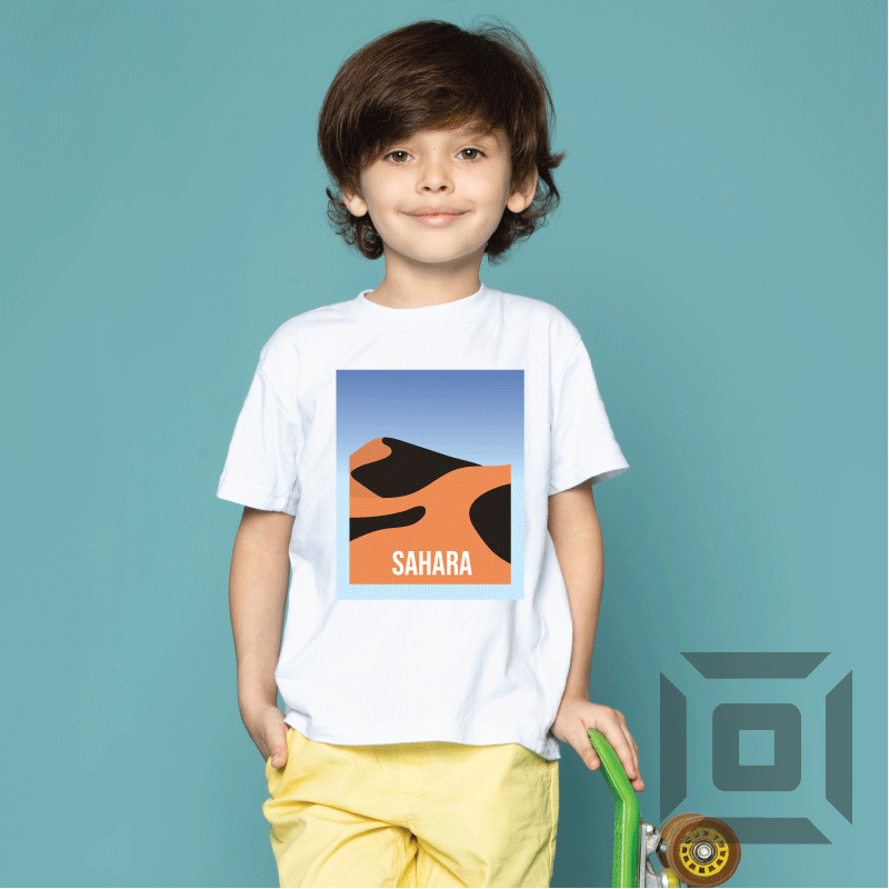 Tricou copii bumbac alb/negru model "Sahara" - Advrs Romania