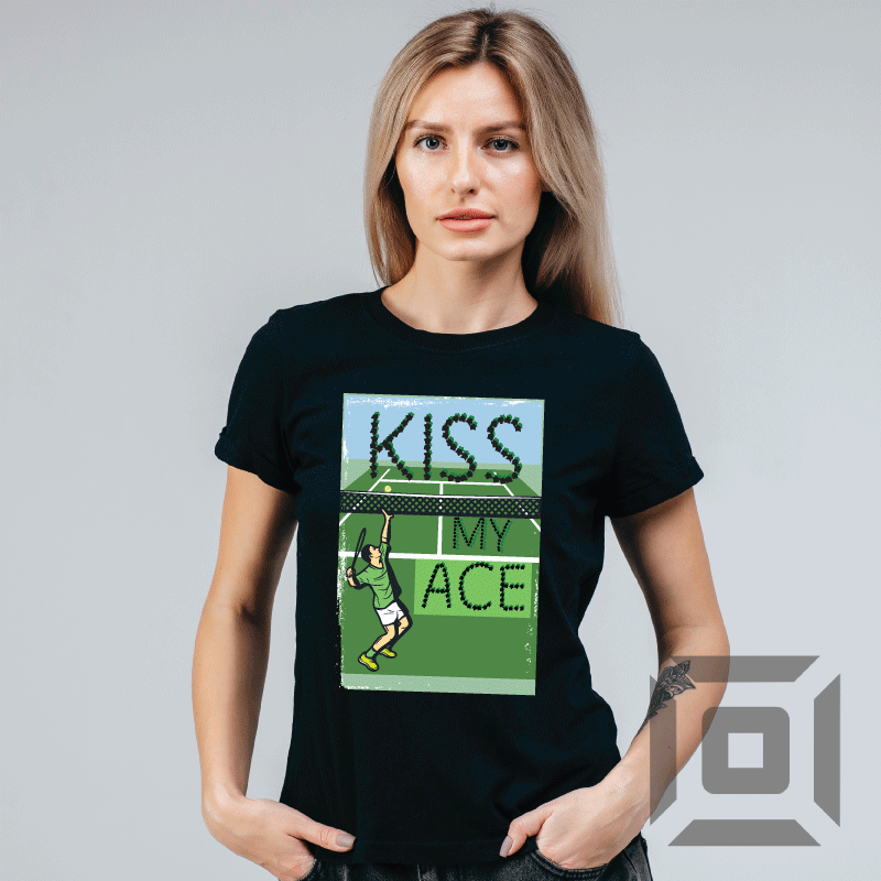 Tricou personalizat barbati / femei, bumbac alb/negru, model "Kiss my ace", XS-2XL - Advrs Romania