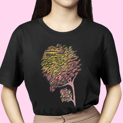 Tricou pictat manual, bumbac organic 100%, model "Tree tee"