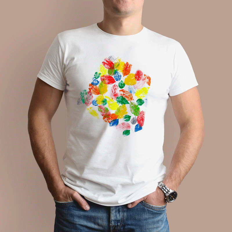 Tricou pictat manual, bumbac organic 100%, model "All the colours"