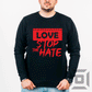 Bluza bumbac organic alb/negru, model "Stop the hate" - Advrs Romania