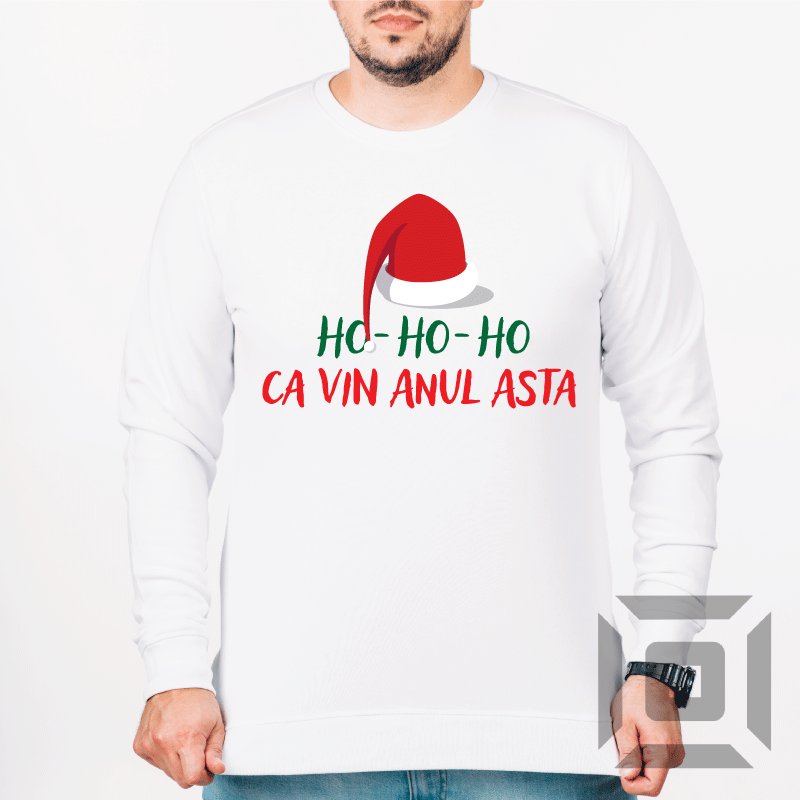 Bluza de craciun bumbac organic, model '' Ho ho ho ca vin'' - Advrs Romania