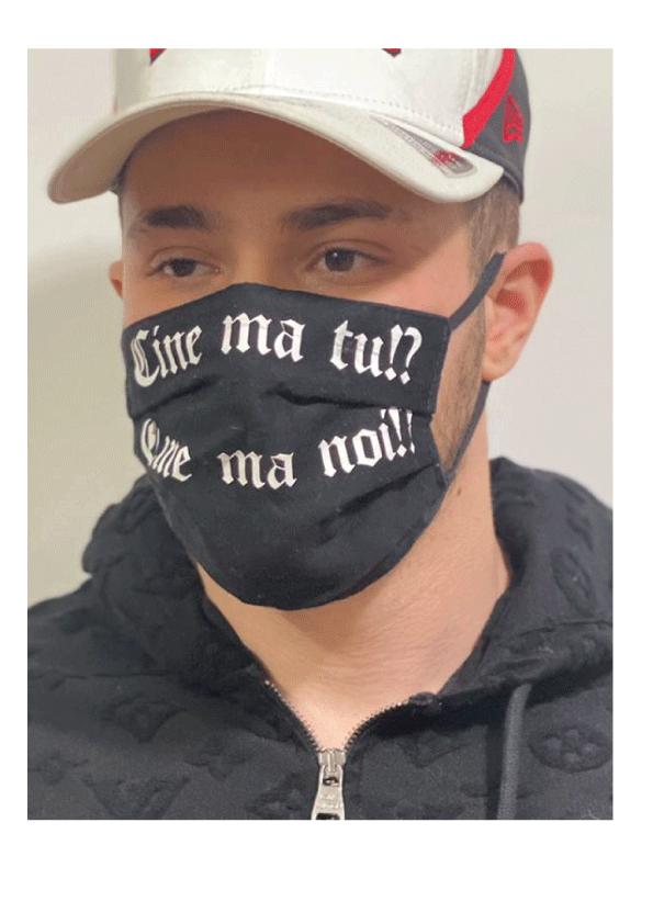 Masca faciala bumbac neagra "Cine ma tu, cine ma noi?" - Advrs Romania