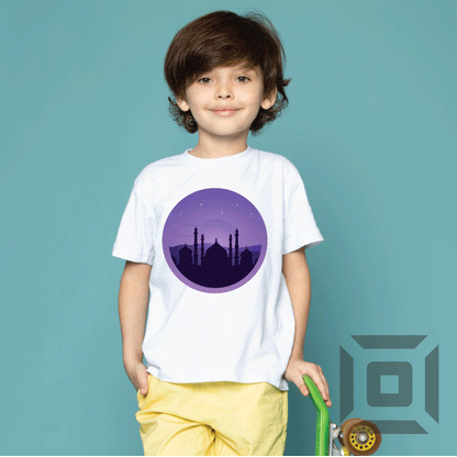Tricou copii bumbac alb/negru model "Mosque" - Advrs Romania