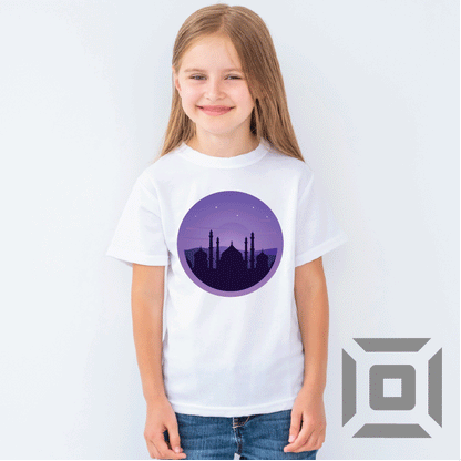 Tricou copii bumbac alb/negru model "Mosque" - Advrs Romania