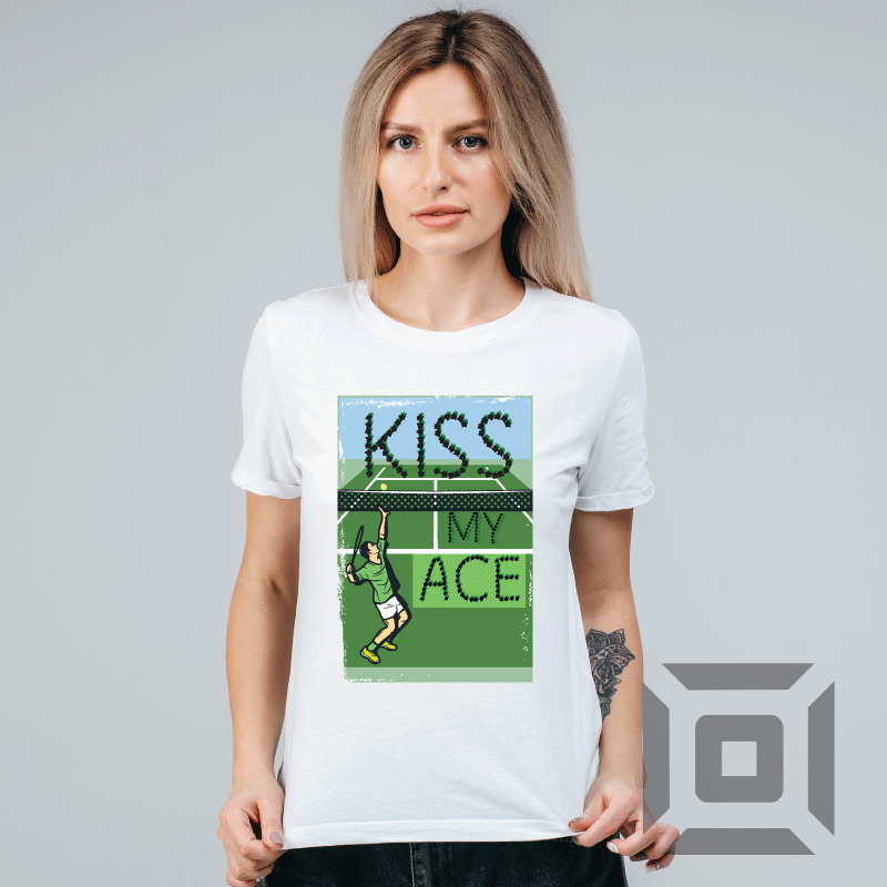 Tricou personalizat barbati / femei, bumbac alb/negru, model "Kiss my ace", XS-2XL - Advrs Romania