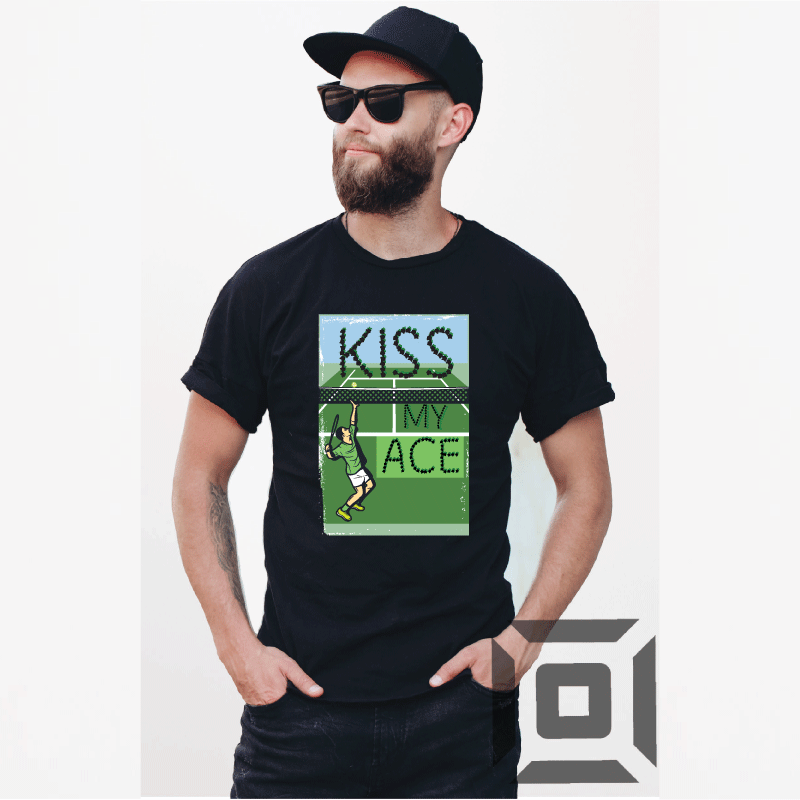 Tricou personalizat barbati / femei, bumbac alb/negru, model "Kiss my ace", XS-2XL - Advrs Romania
